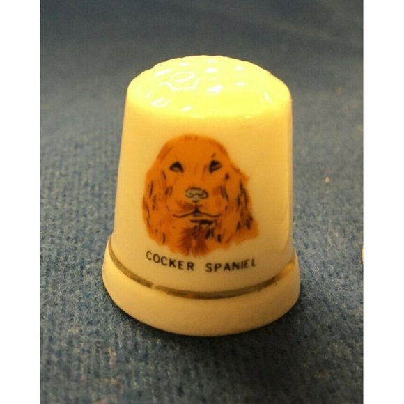 Thimbles Porelain Set of 4 Pets Painted with 3 dogs & 1 Cat - Picture 2 of 5